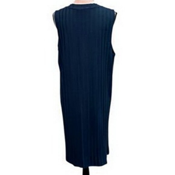 Eileen Fisher Blue Striped Jersey Sleeveless Midi Dress - Picture 2 of 2